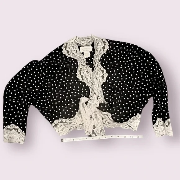 Vintage Victoria’s Secret 1980s Polka Dot Lace 3-Piece Set Robe Shorts Bra Small - Picture 15 of 16